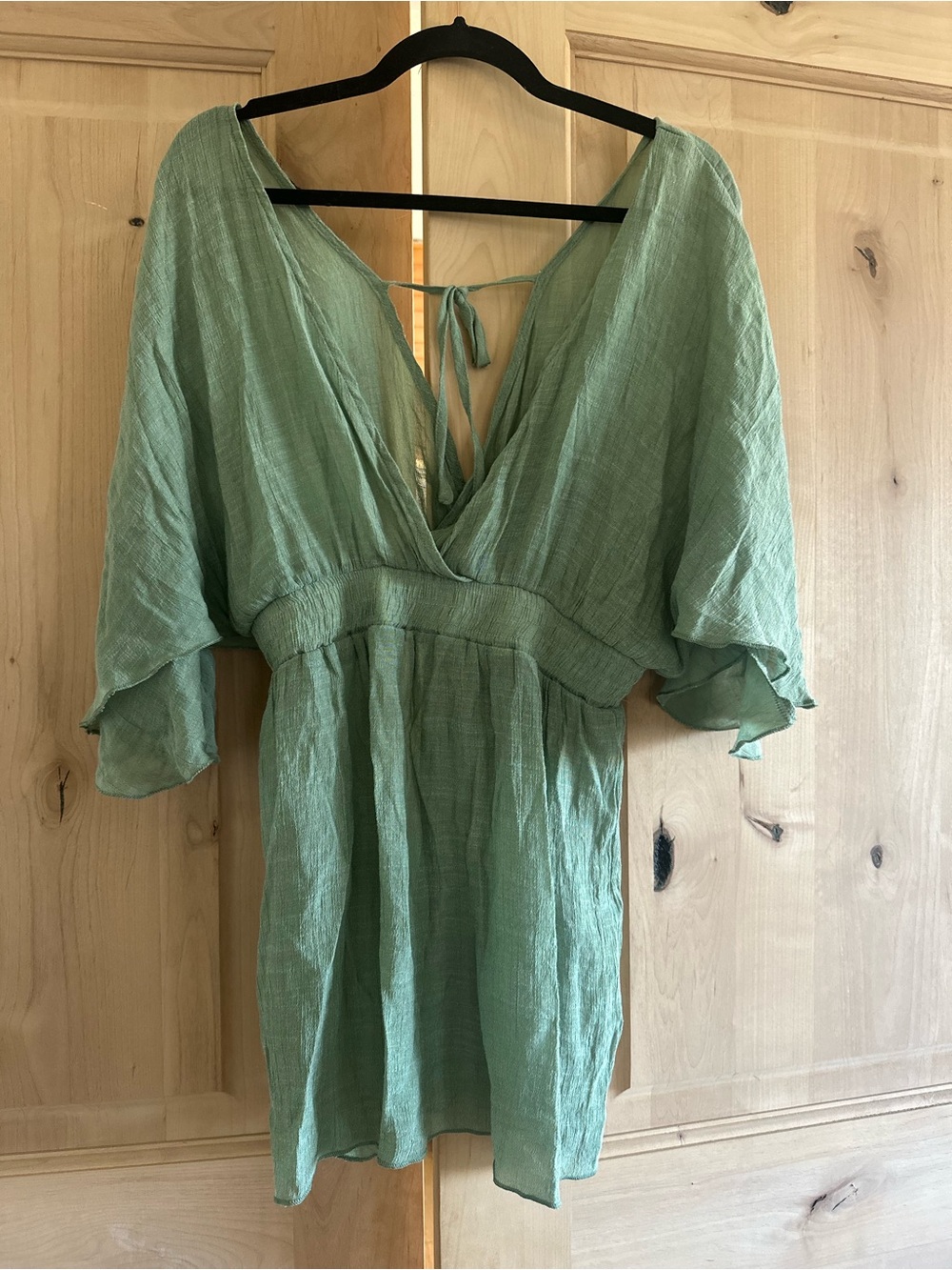 Swim cover-up flutter sleeve top